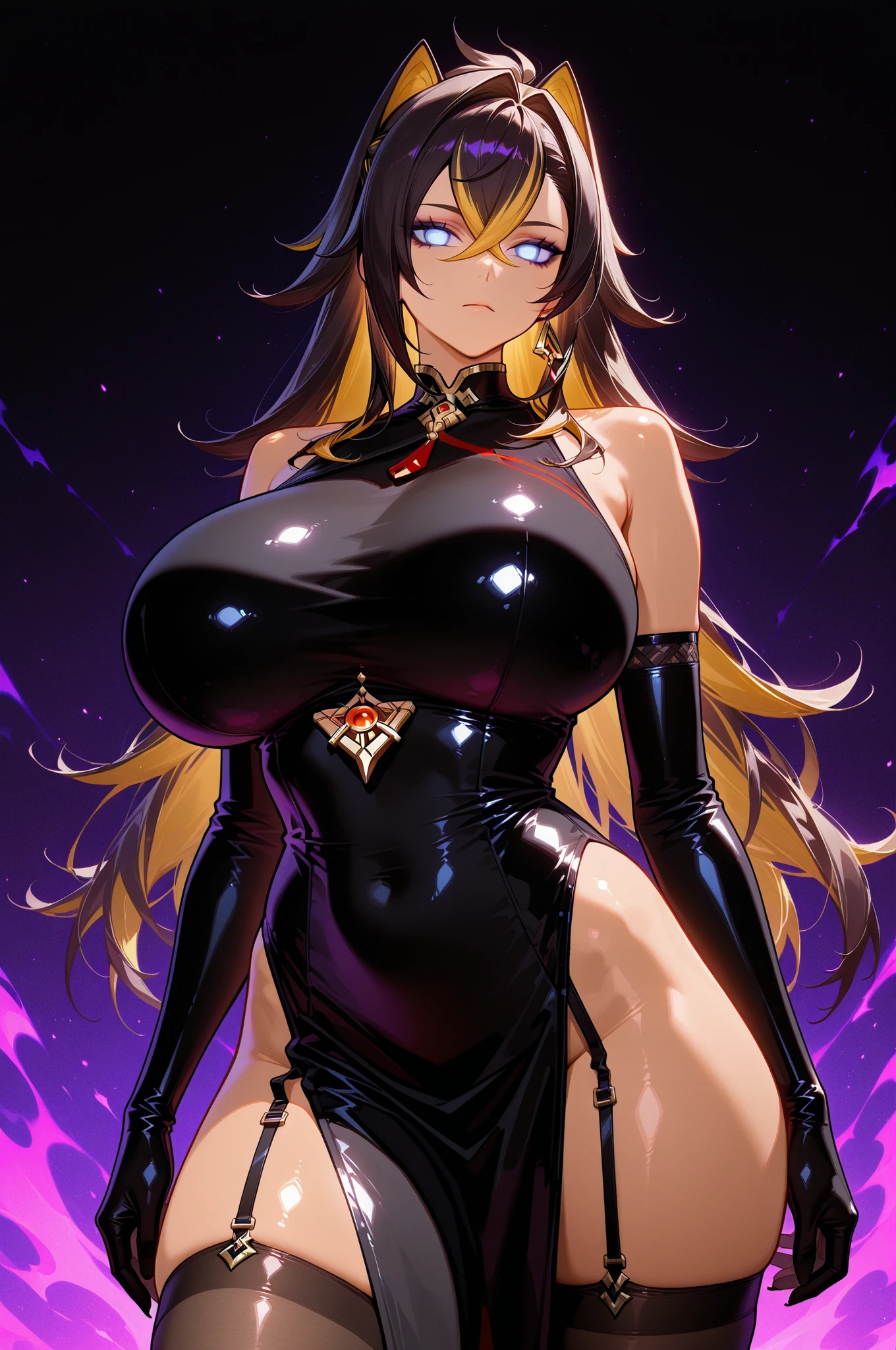 1girl, twintails, long hair, witch hat, pantyhose,gloves, black hair, choker, jewelry, cape, gold trim, blue leotard,earrings, detached sleeves, star (symbol), hat ornament, green eyes, fur collar, parkle print, sorriso sexy, apalpando os peitos, sorriso sexy, (alta qualidade, 8k, obra prima, qualidade ultra, extremamente detalhado, bem colorido, no blurries, foco absoluto, impeccable quality)