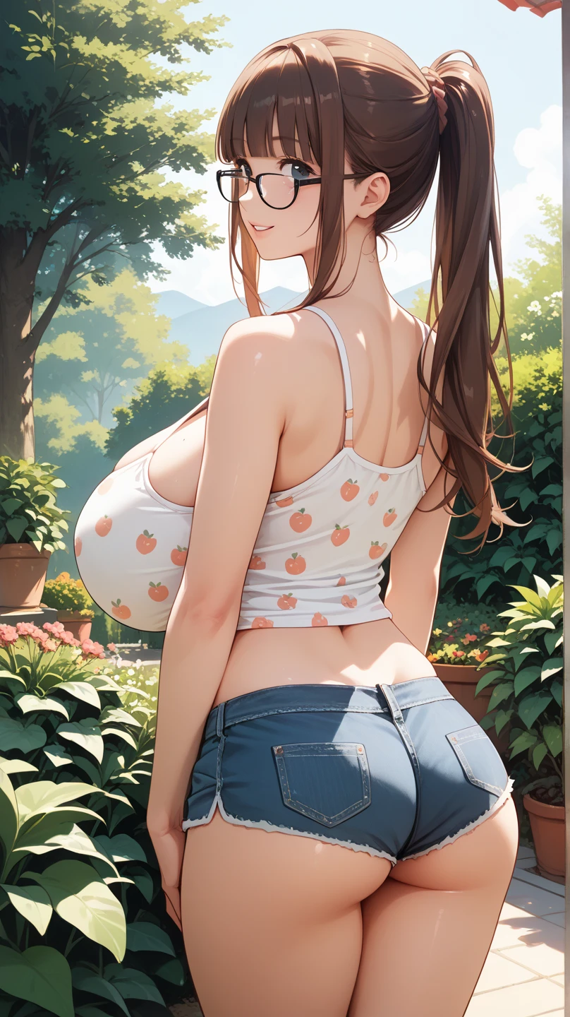 Hitomi Tanaka, 20 years old, tall and attractive, sexy country body tape outfit, hair braided, standing in a rustic farm setting. She has a soft, gentle smile and expressive eyes. In the background are charming barns, golden wheat fields and clear blue skies. The composition should be bathed in warm golden hour light, with soft depth of field and soft bokeh to accentuate the idyllic tranquility. Capture images as if they were shot on vintage 35mm film for added oomph, filmg,
