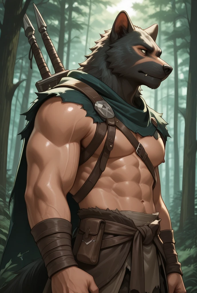 komono, anthro (coyote), Male, (coyote), Gray body,Sharp claws，White belly, Green eyes, wild, marshes, Night, sport, eyes glowing, Dark, ((Black loincloth, Red pattern: 1.2)),Dimly lit，sportrait，（tentaculata），（Slimy），sweat leggs，Bound by tentacles，Outlet water，canineteeth，k hd，Dark shadows，Wide dynamic range，hdr，low-light：1.2，pino daeni，（by ruaidri), by virtyalfobo