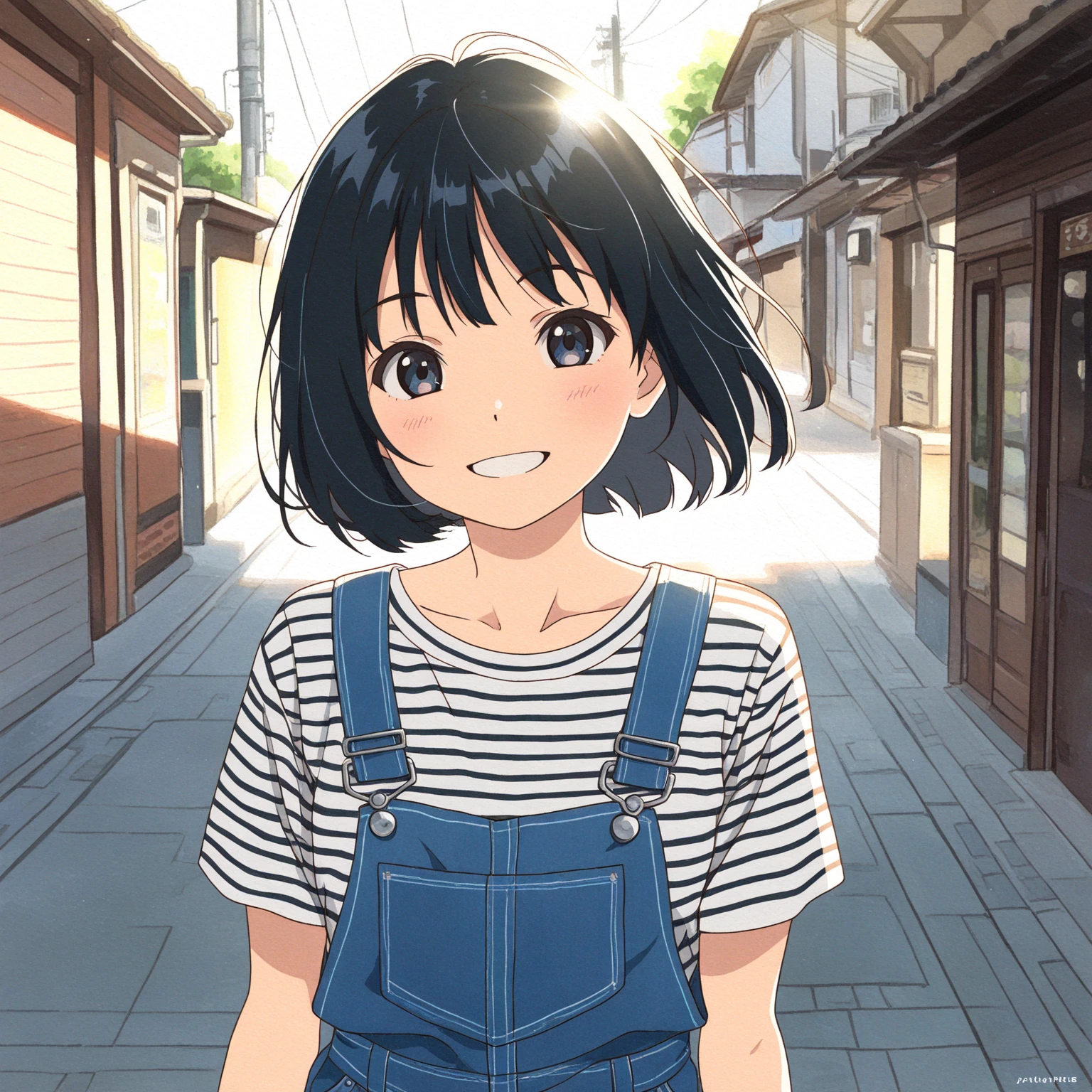 reasonable design, Clear lines, High Sharpness, (highest quality,8K,Perfect sharpness,Ultra fine,High resolution,masterpiece:1.2), Perfect :1.5, Official Art, Illustrations that tell a story, (Whitish background:0. 9）、Body Positivity、More Mr.Physical expression、（Random and mischievous poses）、Perfect beauty、Perfect beautiful face、Strong winds、A rich expression、Dynamic composition、smile、Golden ratio composition、colorful、（Mr.Different angles and perspectives）、anime art、、（Overcoming stereotypes）、 Glowing Skin、（Natural beauty）、smile、bangs、Straight Hair、（Soft and flowing hair）、（Rural Scenery）、（Nostalgic atmosphere）、Insert up to the thighs、（Playful and carefree）、（More Mr.Ethnic characters）、（innocent attitude）、（Sunny atmosphere）、Skirt flipped up、（Bright colors）、Belly button 、Beautiful Eyes、A skirt fluttering in the wind、Put it in to your feet、Some composition patterns、Tank top、上からアングル、Sensual、