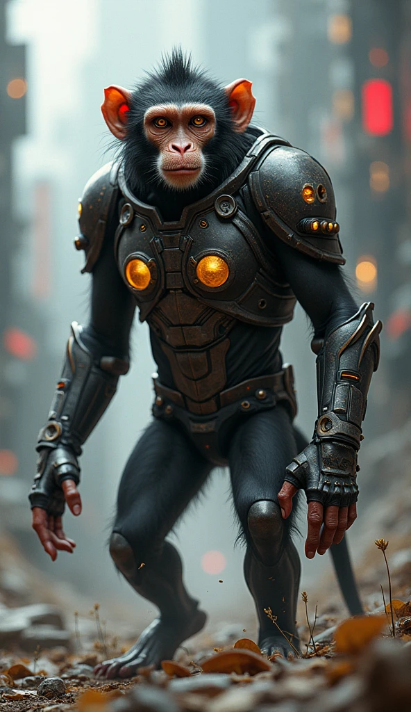 fantastic realism, bokeh,  ultra detailed, laser beam shooting from head, head, monkey, concept art, 4k