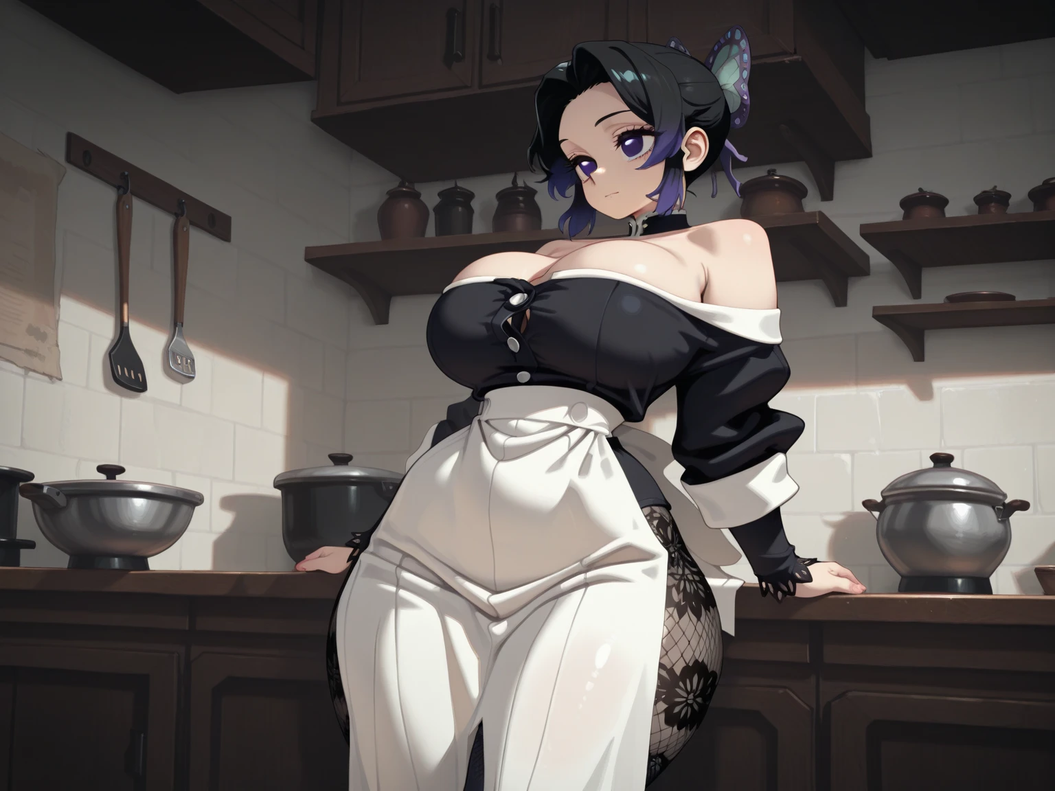 (dynamic angle:1.3, front view:0.9, ????????????:1.3, from below:1.2), (dynamic posing:1.5, ???? posing:1.3, leaning forward), (seductive smiling:1.3),masterpiece, 1girl, pointed ?????:1.3,(double breasted:1.2,under bust:1.2), Amazing Cleavage:1.3, thin waist, big ???, Raised ????, small ??????: 1.2 posed cleavage:1.1, looking at viewer, open mouth, platina bronde hair, blue eyes, ???? shoulders, collarbone, sidelocks, hairband, sapphire earrings, indoors, red off shoulder sweater dress, arms behind back, short hair with long locks, blue gold hairband, big side hair, very long side hair is rendered in (masterpiece: 1.2, best quality), with (ultra high resolution) and an exquisite (depth of field). This masterpiece is not only visually stunning but also tells,A scene of cooking in the kitchen