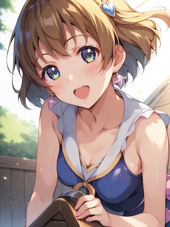 Brat, ((masterpiece)), High resolution, 10 years old、girl、 Brown Hair、Short Bob、((smile、Grin))、Excited、Sweating all over the body、Bright Blue Eyes、smile、((Grin))、Earrings、(((Cooking dynamically)))、Sparks fly、Disturbed、Strong light、Strong winds、highlight、Motion Blur、 Apron(wind lift:1.0)、Shallow depth of field、cook、Fantastic、tense、Powerful cooking、Fresh ingredients、Cook the perfect dish、(art)