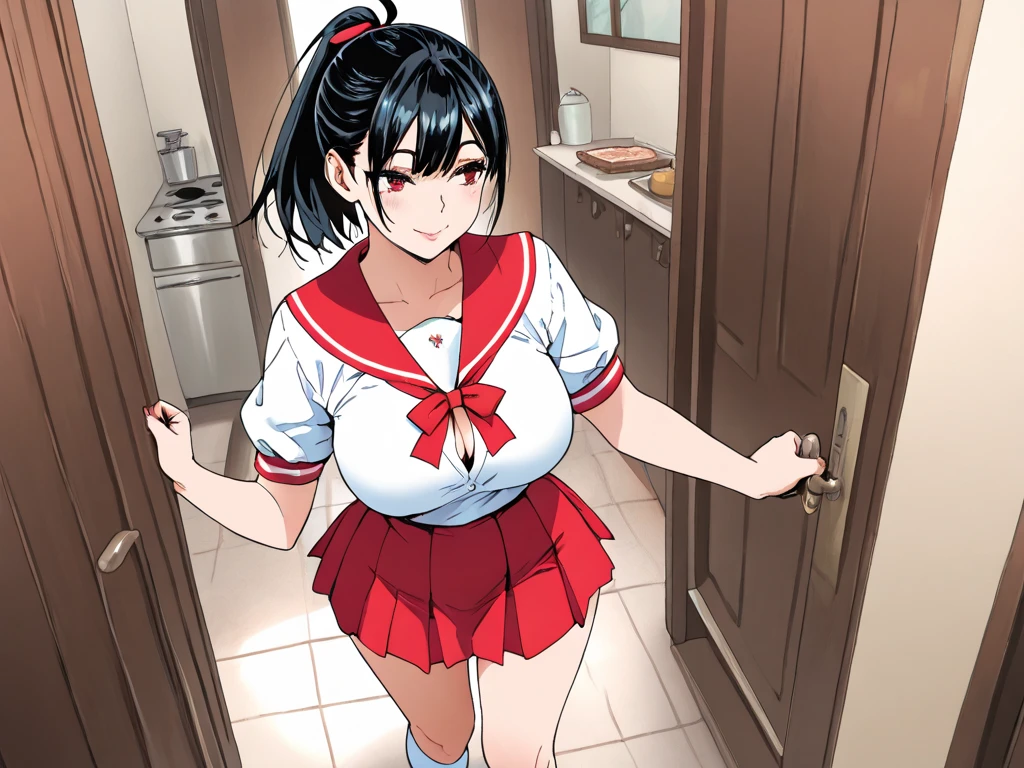 masterpiece, best quality, ultra detailed,,1girl, playboy bunny, leaning forward, show off , sweat, crossed arms, heart shaped pupils, 