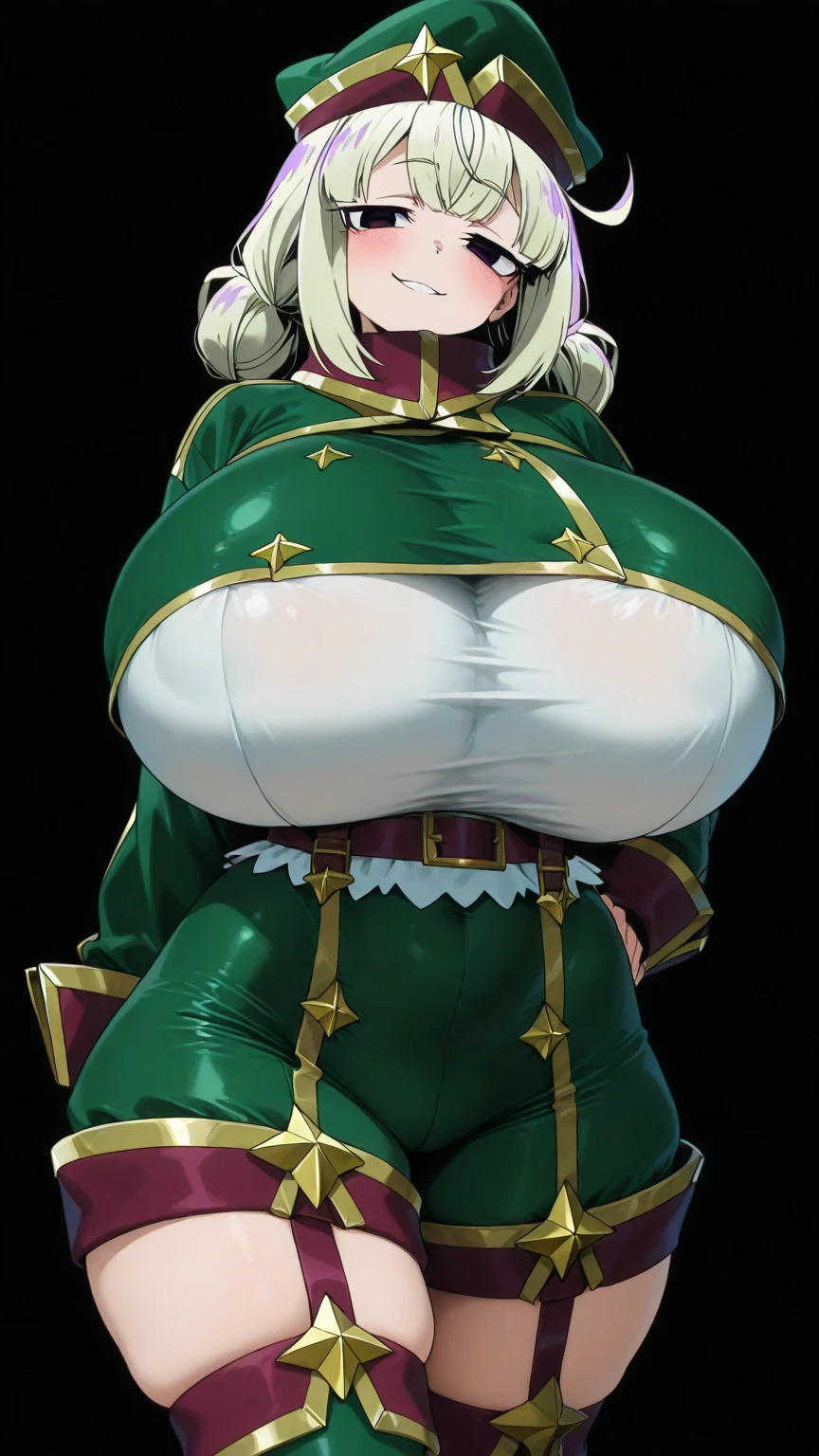 (masterpiece, highest quality, Super detailed, 超High resolution, realistic, 4k, 8K, highest quality, masterpiece, best image quality, Super detailed, 超High resolution, realistic描写, anime, comics,photograph、性的描写masterpiece, highest quality, High resolution、(Overall Figure 1:2)), (((1 girl)))、((huge saggy  1:2)),((That time、I was reincarnated as a slime))、()、((peace sign))、((smile))、((squat))、((spread your legs)) 、((squat with your knees up1:2))、,((Black and gold hair))、((long hair))、((white and red clothes))、()Albis))、((That time、I was reincarnated as a slime))