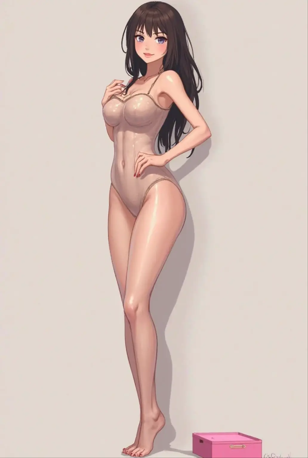 fpriest, ???? arms, thigh, ???? foot, 1girl, solo,looking at viewer,
gray background,full_body, standing,
,  long hair, curly hair, middle ??????, 8k, masterpieces, bestquality, ultra highres, smile, shaded face, black hair, close mouth, beautiful face, ??????????, completely ????, detailed face, bangs, blunt bangs, gray eyes, an aligned legs, stay upright, standing