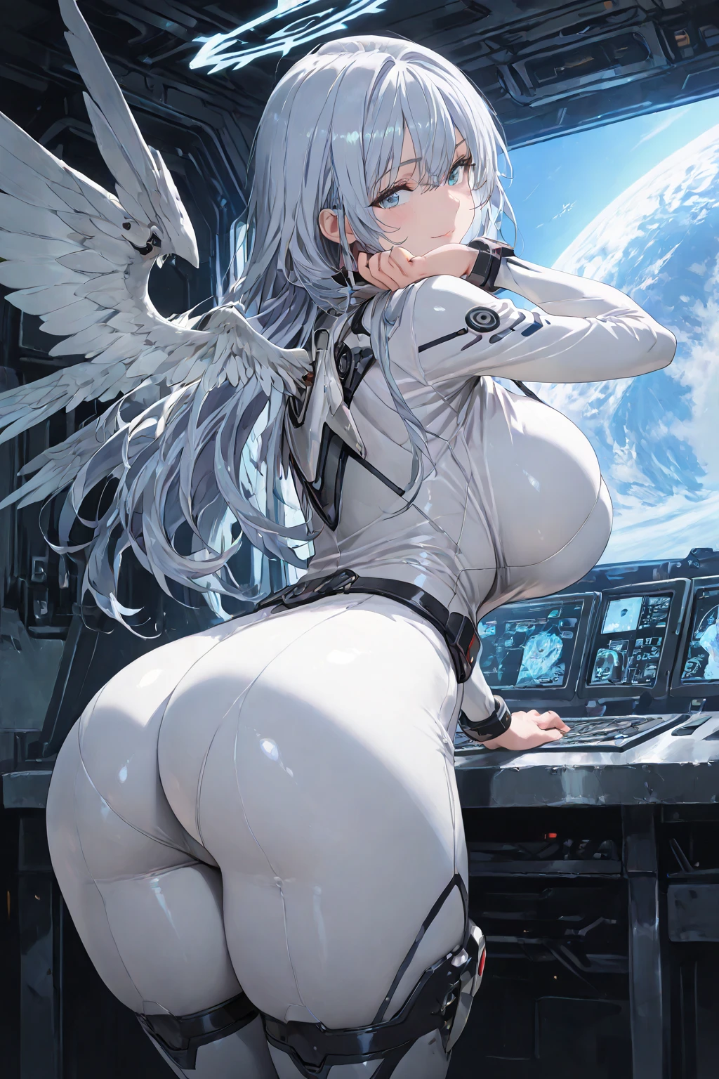 (, Top-quality, Super high resolution, Masterpiece, Highres, 8k, UHD, Detailed lighting, Shaders, Realism, highly detailed CG illustration), 1girl, Solo, (The ultimate beautiful girl, Very beautiful face), ((an extremely delicate and beautiful)), cinematic light, ((1mechanical girl)), The most beautiful hair in the world, (cowboy shot:1.2), (machine made wings, machine made joints:1.2), ((machanical limbs)), (blood vessels connected to tubes), (mechanical vertebra attaching to back), ((mechanical cervial attaching to neck)), (Big , Voluptuous, Plump, Chubby, Thick thighs, Big ), Glowing big beautiful eyes, expressionless, (wires and cables attaching to neck:1.2), (wires and cables on head:1.2), (character focus), science fiction, extreme detailed, colorful,highest detailed, loongs, fengs, background, (From front, Close-up)