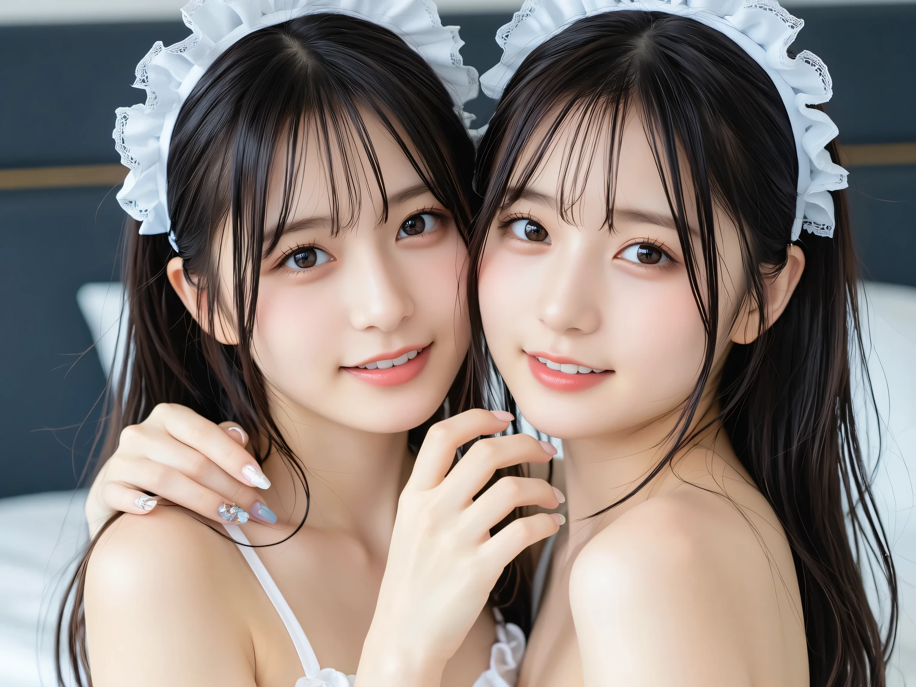 baby face:2,10 years old,A very beautiful and cute angel-like girl,((table top, highest quality, High resolution, perfect pixel,  4k, nfsw:1.7,)), 1 girl, single, alone, Beautiful woman、I could see the whole body、 ((wavy mid hair, bangs, brown hair)), ((brown eyes, beautiful eyelashes, realistic eyes)), ((detailed face, blush:1.2)), ((smooth texture:0.75, realistic texture:0.65, realistic:1.1, Anime CG style)), medium breasts, dynamic angle, perfect body,  ((red bow tie, , white shirt, black skirt, plaid skirt)), city stairs、Looking up from the bottom of the stairs、Very embarrassing panic smile, looked back、lean forward、(The wind flipped my skirt and  my butt.............................、touch your butt with both hands、pink floral lace :1.3)、
thin and beautiful eyes, 
detailed double eyelids,
(soft saturation: 1.3), 
(Fair skin: 1.3),(very flat chest:2),(Rugged and loose chest:2.0),
(Big eyes:1.4),
long brown straight hair, 
 bang,15 year old student,
sharp focus,
美しいdetailed faceと目, 
droopy eyes,
small nose,
small mouth, 
Happy smile with visible teeth, 85mm lens, f/8.0,break (Super shiny holographic white and metallic blue maid outfit :1.3),walk,brown hair ,(Clothing with highly reflective surfaces:1.3),
(highest quality:1.2),(maid costume:1.5),
RAW photo, 
High resolution, 
perfect details, 
professional photography, 
professional lighting,
powerful lighting for costumes,in the street