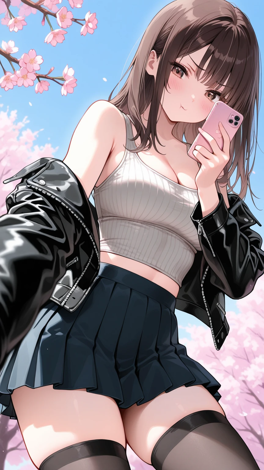 A beautiful woman, detailed eyes, Messy dark hair, during, He is wearing a pink t-shirt with a cute design., a jacket, some shorts, White socks, a white baseball cap, airport, carrying a suitcase, front view, blush, posing, perfect hands, good 