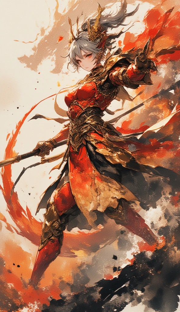 Chinese style, ancient battlefield, an ancient Chinese female general, holding a sword in her hand, grim expression, full body, amazing  features, red robe, armor, boots, yellow sand in the sky, firelight, game model, stunning lighting, OC rendering, cinematic edge light, delicate light, super detailed, epic composition, super HD, highest quality, masterpiece, high quality, 4k