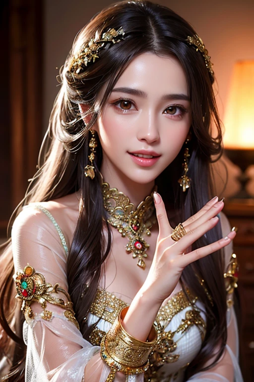 (masterpiece, best quality:1.2), 1girl, solo, thai girl, thai dress, dress, , beautiful detailed eyes, beautiful detailed lips, extremely detailed face and eyes, long eyelashes, flowing hair, intricate clothing details, photorealistic, 8k, natural lighting, warm color tones, fantasy art, cinematic lighting