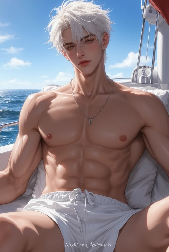((best quality)), ((Masterpiece)), (details), perfect face,high definition,Masterpiece,4k,detailsชัดเจน,,,หน้าhandsome,white skin,perfect body,male body,strong muscles,กล้ามเนื้อabdomenเป็นคลื่น,abdomen,blue eyes,white skin,ผู้ชายhandsomeที่สุดในโลก,handsome,,The coolest face,Male characters,challenge,Show off your body,Strong breasts,beautiful eyes,Look clearly....,lay down on table,sexy male briefs,strong legs,Spread your legs,showing armpits,lie down,briefs,Bend your chest,wet body,on the table,showing arm muscles
