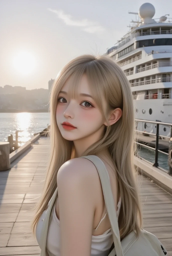 high quality、blond、()、fille、mini jupe、couleur de cheveux brillante、tanned hair、 、blond、High school student、Jambes fines、de beaux cils、high resolutionの顔、Dézoomer、20 ans、Angle de vue jusqu'aux genoux、best quality, Illustration, super detailed, Fine details, high resolution, Fond d'Dendé 8K screen, Beautiful detailed eyes, coiffures mignonnes au hasard, Seins bonnet C, Natural colored lips