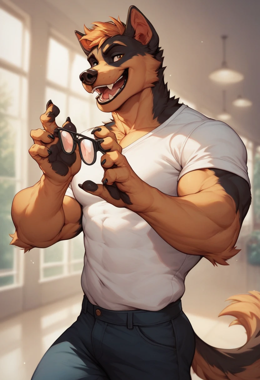 wide shot, duo_focus, an anthro wolf and an anthro wolf hold in other in house sitting on the floor in only their , (soft shading), 4k, hi res, five fingers, detailed hands, ((detailed face, (detailed eyes:1.0), detailed)), (full body),(by Kenket), by Ross Tran, by Michael & Inessa Garmash, by Pino Daeni, by Kiguri, by Alena Aenami, by Ruan Jia, (wolf, taller, grey fur, middle-aged, tuft, jock strap, wolf tail), (wolf, shorter, slim body, yellow messy hair, black glasses, nerdy, ) macro growth size difference , macro,micro ,giant size ,macro hard everywhere,red blush on the cheek, face