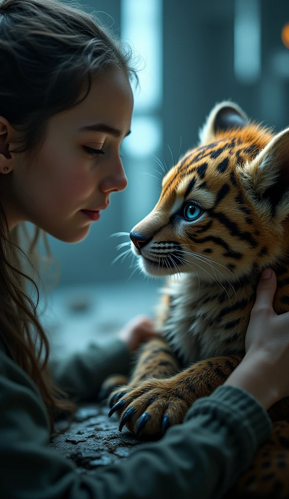 a lovely woman, cheetah print ninja outfit, cheetah ears headband, razor fist blades, using ninja training, running very fast, zooming towards scared goblin warrior, best quality, 4k, 8k, highres, masterpiece:1.2, ultra-detailed, realistic, photorealistic, photo-realistic:1.37, HDR, UHD, studio lighting, ultra-fine painting, sharp focus, physically-based rendering, extreme detail description, professional, vivid colors, bokeh, fantasy, action, dynamic, dramatic lighting