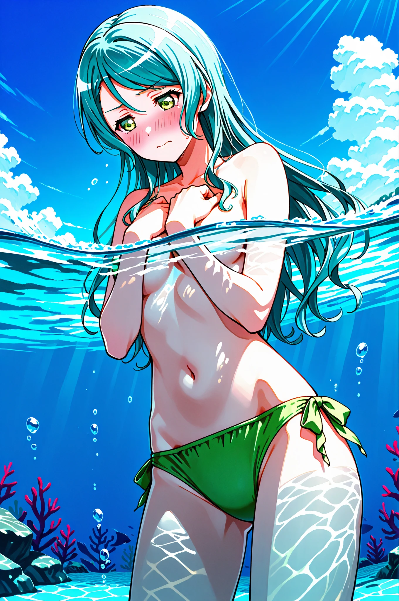 girl, sinon, (((?????))), ????????????????, ????? ???????, 
 ((White liquid dripping from the ??????)), At the Beach,　 Put your arms behind your head,My ?????? is wet,Stick in the ??????, ((Squat, Spread your legs, Place your hands behind your head, )) (masterpiece:1.2), High resolution, Highest quality, 8K,