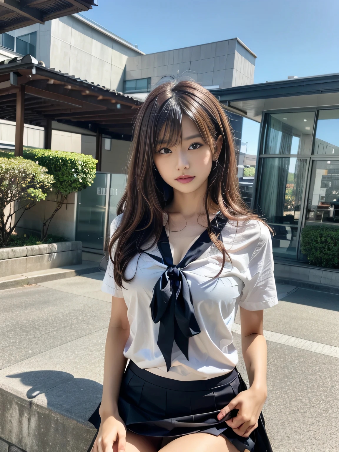 White collared shirt,jeans,Park,On the lawn,Close up face,One woman,masutepiece, The highest image quality, High quality, the background is clear,Beautiful woman, Japanese,Ultra-detailed, finely detail, hight resolution, 8K Wallpaper, Perfect dynamic composition, Beautiful detailed eyes , Detailed, Detailed eyes, Detailed skin, Beautiful skin, 超hight resolution, (reality: 1.4),Very beautiful woman, Slightly younger face, Beautiful skin, slender, (Ultra photo realsisim), (hight resolution), (8K), (Very detailed) (beautifully detailed eyes), (super detailed), (Detailed face), view the viewer, Fine details, Detailed face, Staring straight ahead, Staring straight ahead, photos realistic, Bright lighting, Professional Lighting, Black hair,poneyTail,a baby face,fourteen years old,Hairstyle: ponytail,Long ponytail hairstyle,slight smile,neat and tidy clothing,Beautiful Japanese KPOP idol photo, hair style is ponytail, my eyes are double and wide, baby face, smile and look straight ahead, slender, small breasts,Close up face,