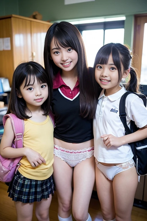 two 18 year old tween girls, two close friends hugging, sitting or kneeling or , showing legs, perfect faces like Asian teen models, colored hair, kawai girls, colored skirt, strap, choker, skinny body, innocent expression, enticing, garter with stockings, glasses, bright playful, thin athletic model, cute young teen girls, tattoos, silk panties, detailed skirt, crop top with cutouts, many colors, playful expression, small skinny thin girls, beautiful face like tween model, 