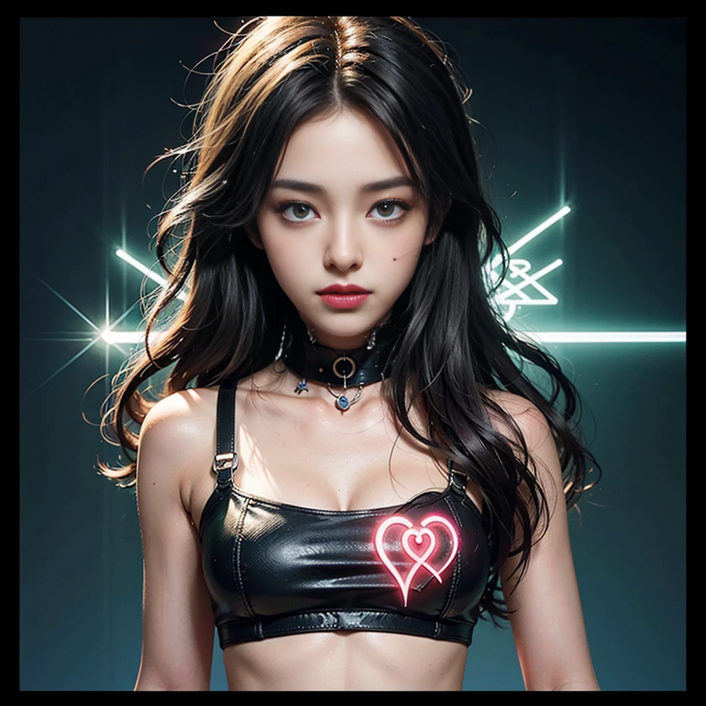 Kim jennie con el cabello  oscuro, con rulos en las puntas del cabello  oscuro, con un ganchito de estrella en el cabello  oscuro, ojos de color claro, ojos bonitos, ojos llorosos, nariz bonita y respingada, labios bonitos, labios rosas, heart and cupid shaped lip, piel bonita, pale, piel blanca, con lunares y pecas en todo el rostro, rubor rosa suave en las mejilla, rubor rosa natural, maquillaje suave y rosa, jennie, cuellos bonito, cuello marcado, frown, mirada enojada, con un collar de beso, un collar bonito de beso, mientras muestra sus pechos con un brasier de conchas del mar, mientras un brasier en forma de conchas de mar, con una falda roja, mientras tiene una falda suelta de color rojo, mientras tiene el abdomen desnudo, delgado, marcado y bonito, (pechos grandes, pechos suaves, pechos bonitos, pechos naturales), mirando a la camara, autofoto 