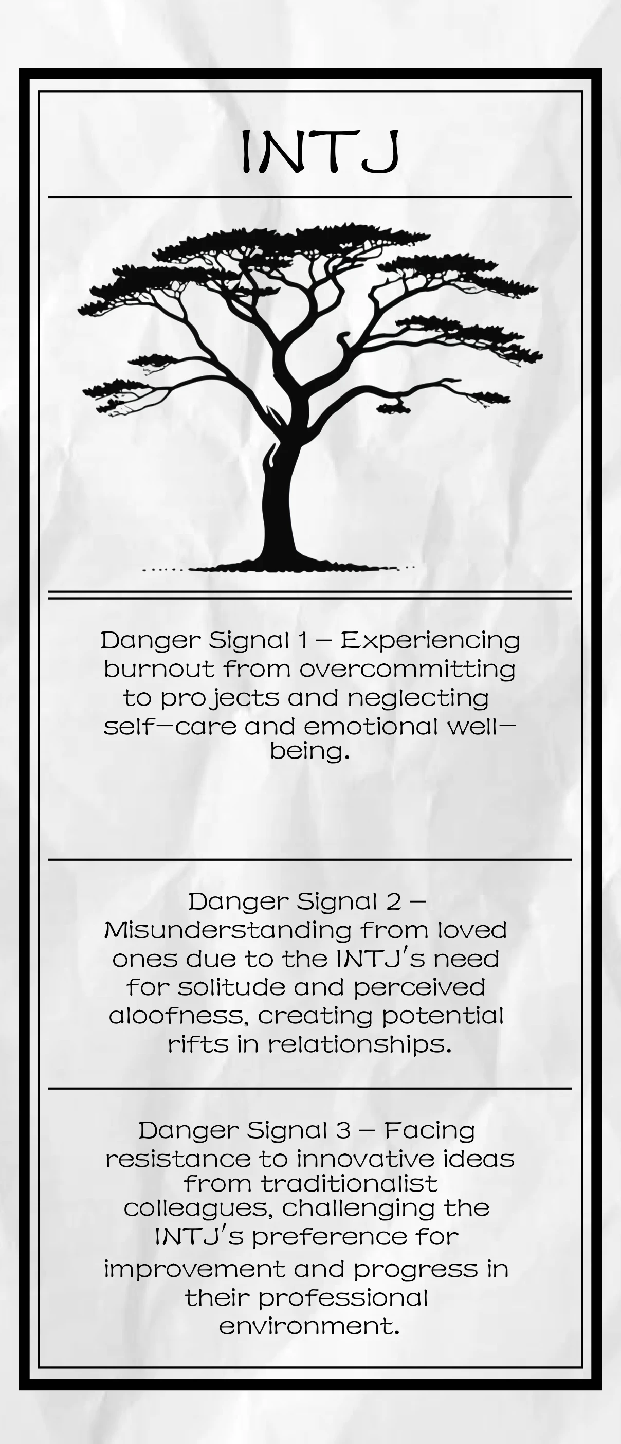 Step into the future with Fate’s Warning and uncover the hidden challenges that await you in 2025. By simply entering your MBTI personality type, you’ll receive a personalized “warning” that reveals the three key dangers you might face in the coming year. Each warning is uniquely crafted to align with your personality traits, providing insightful glimpses into potential emotional, social, and professional struggles.