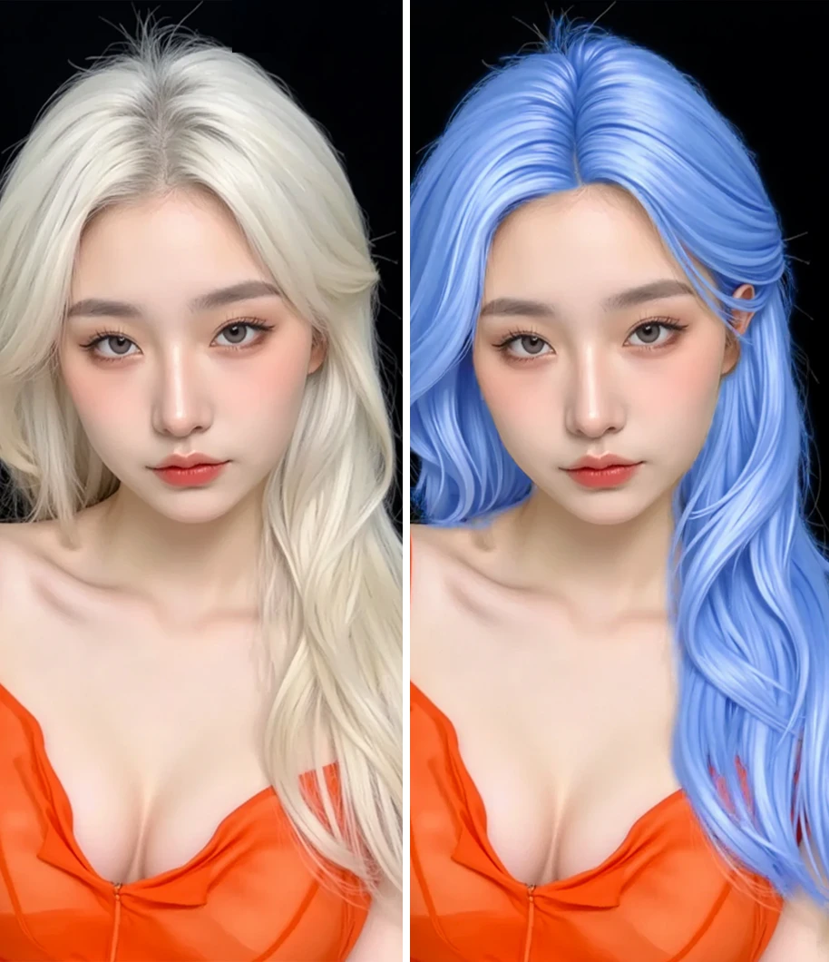 Envie a foto e transforme-se em cabelo azul!