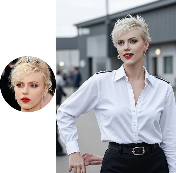 Upload a photo and get a picture of a beautiful girl wearing an aviator button-down shirt

<br>Upload a photo，Get a pretty girl in a pilot button-up shirt