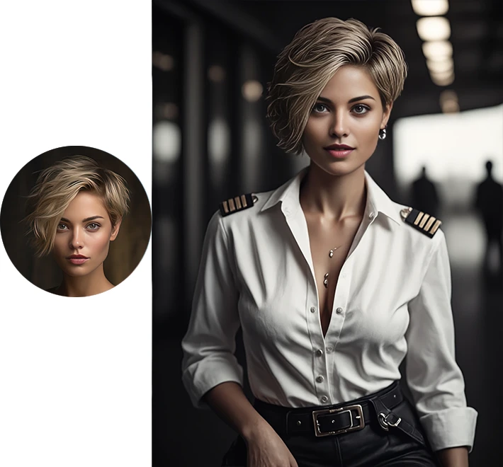 Upload a photo and get a picture of a beautiful girl wearing an aviator button-down shirt

<br>Upload a photo，Get a pretty girl in a pilot button-up shirt