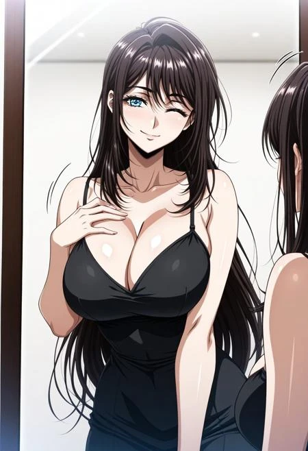 Unknown Very Long Black-Brown Hair Girl ジェリーフィッシュ/Jellyfish Black and White [Unreleased Game] v1