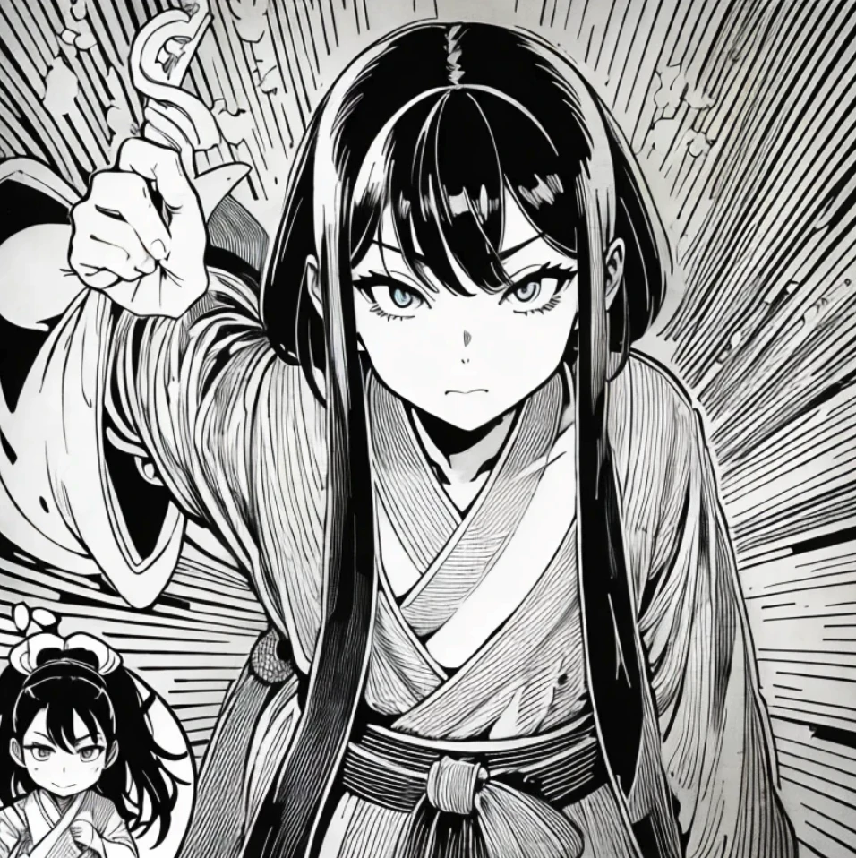 黒過多線描漫画的 1
