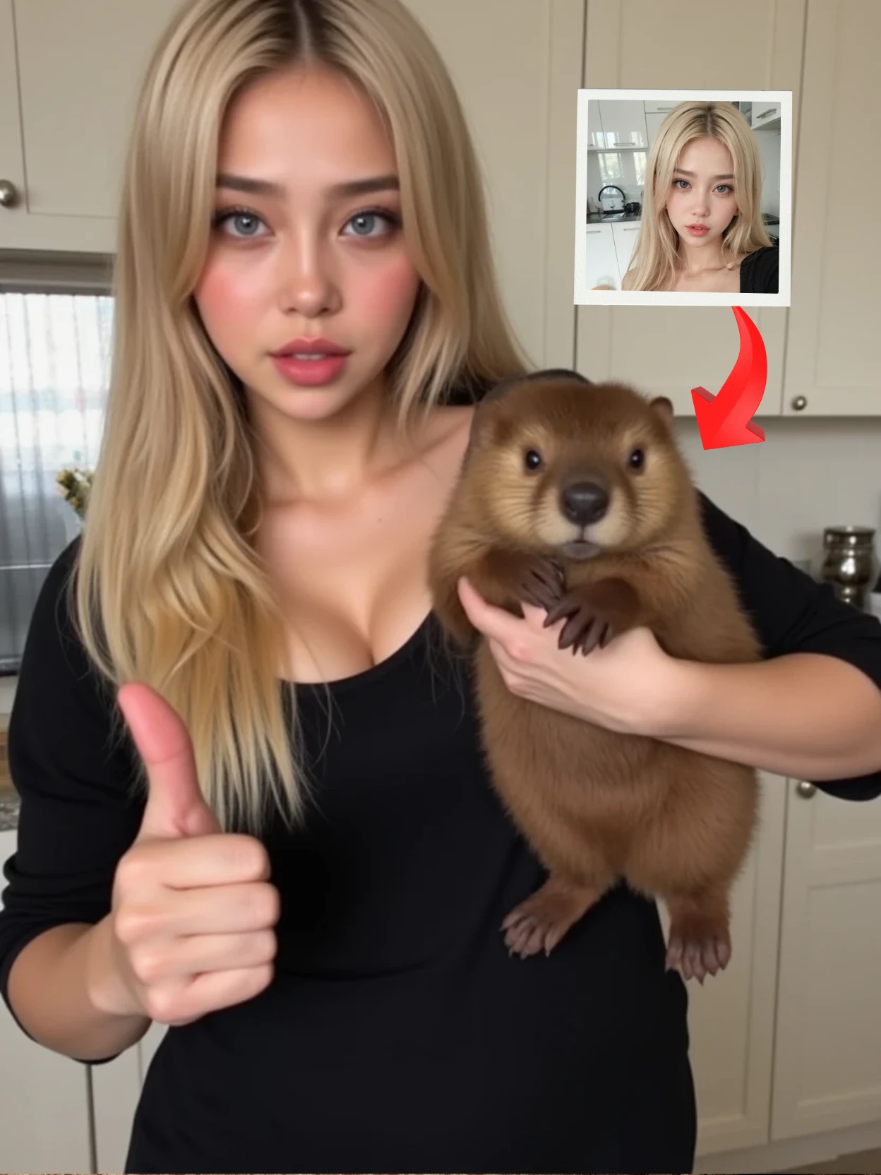 Seaart ai smiling with beaver 
