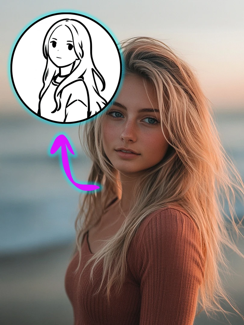 *Please try to place the main subject to be drawn in the center of the frame as much as possible (this can be achieved by taking a screenshot).<br>Profile Picture Converter for Social Media Use<br>Input any photo and it will output a consistent and high-quality result.<br>Minimalist black and white line art style, with a default square output size.