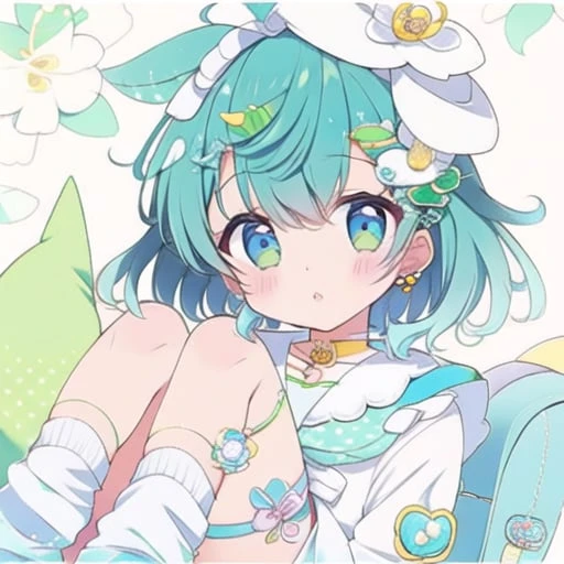 pastel color hair,pastel color eyes,objects in the eyes,mushroom eyes,droopy eyes v1