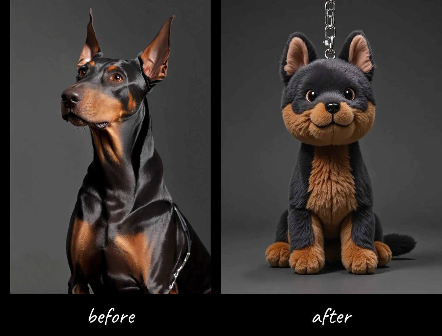 ✨ Just upload a photo of your pet, and the AI model will automatically generate a plush keychain design, 
<br>✨  from the round shape to the soft touch, perfectly replicating the cuteness of your pet! 