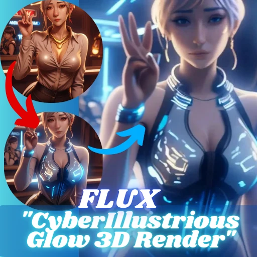 플럭스 이미지를 "CyberIllustrious Glow 3D 렌더링으로"