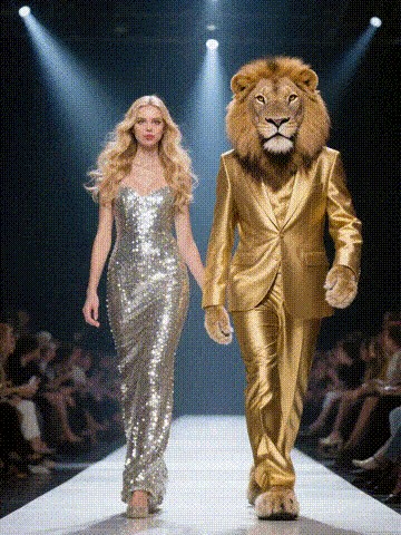 Hayvanlarla birlikte podyumda yürümek