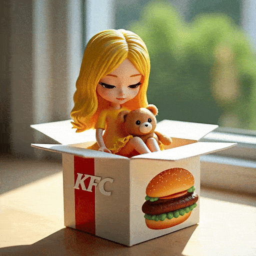 Tampilan boneka mainan hamburger KFC