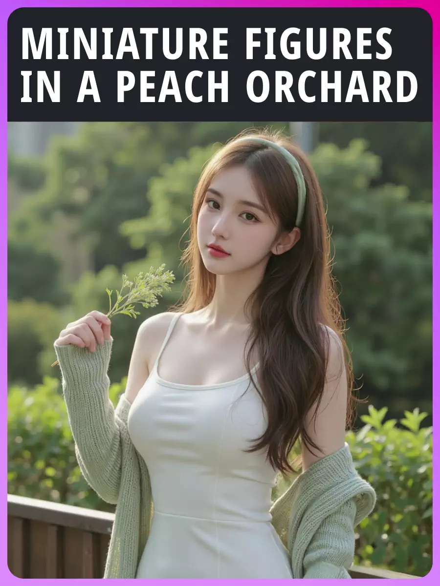 miniaturas em um pomar de pêssegos