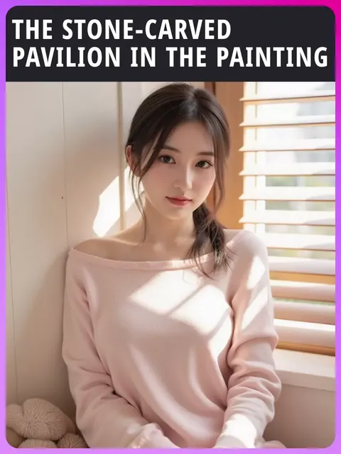 The stone-carved pavilion in the painting