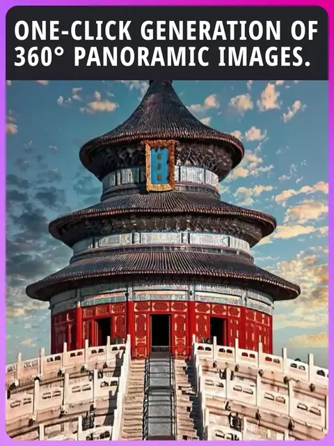 360° 파노라마 이미지의 원클릭 생성.