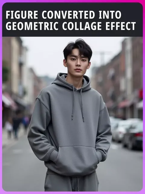 figura convertida em efeito de colagem geométrica