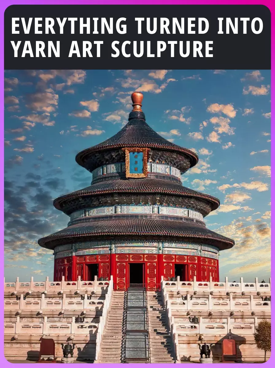 Tout est transformé en sculpture d'art de laine