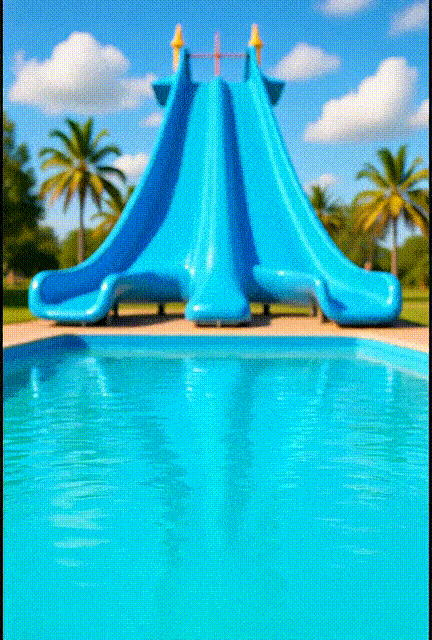 Vamos al parque acuático y juguemos en el tobogán en verano