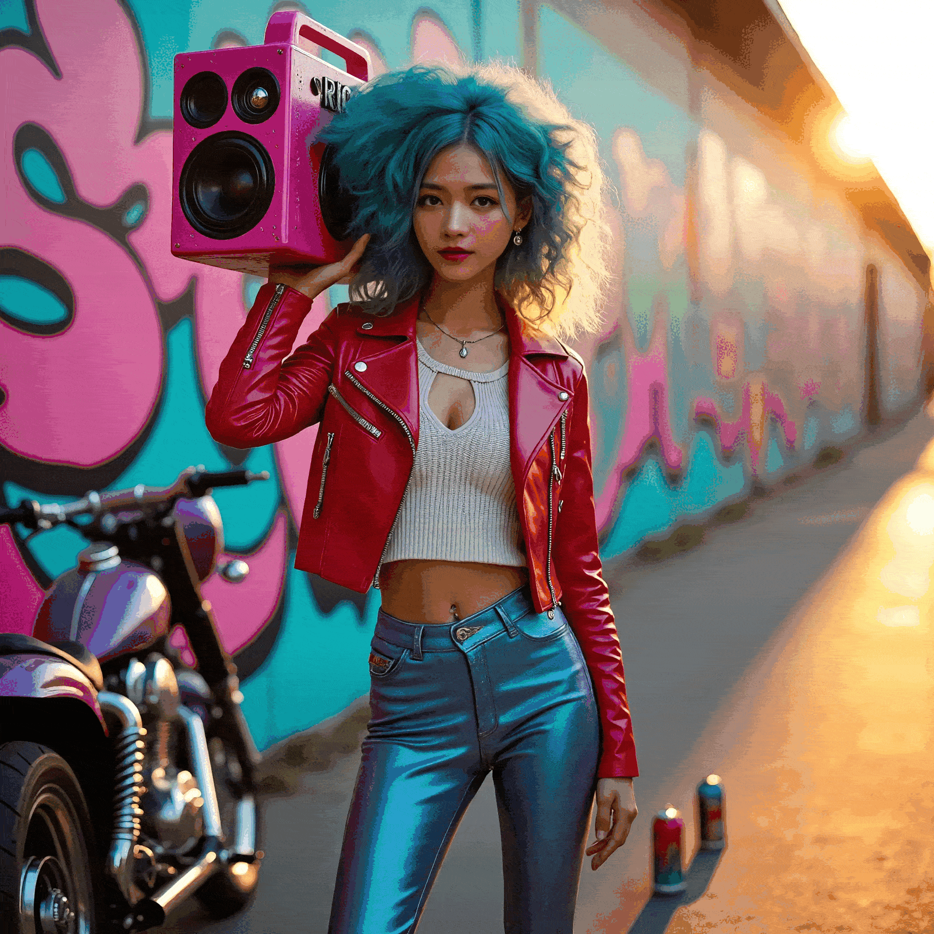 La chica rebelde de moda que lleva un altavoz