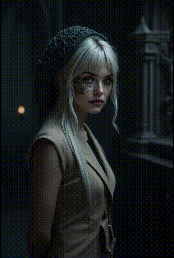 ai视频:哥特式暗黑美学女孩