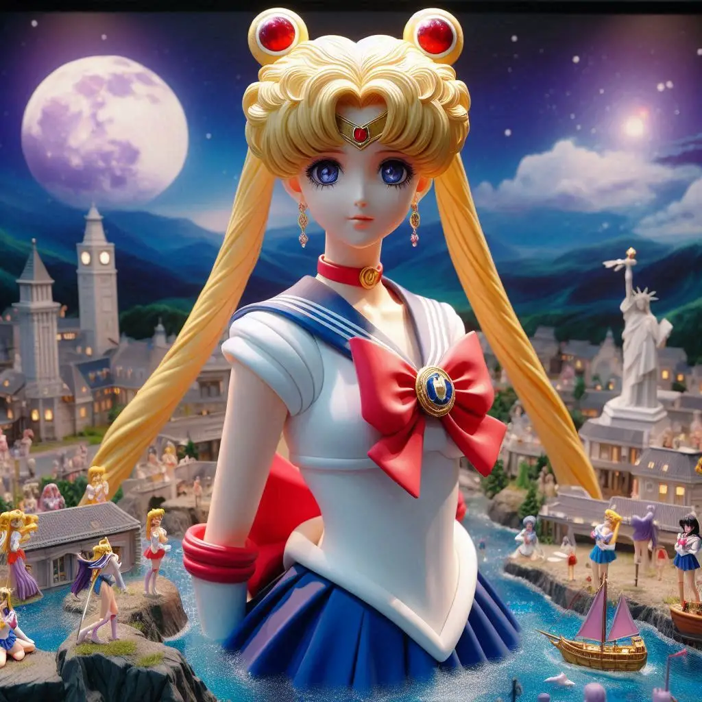 DALLE3 style sailor moon diorama  1