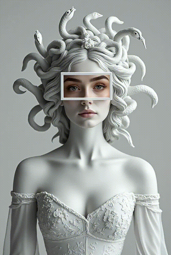 Video de IA：La chica de la estatua de Medusa resucita