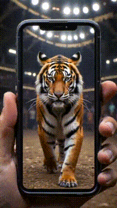 携帯電話で撮影した猛獣の瞬間