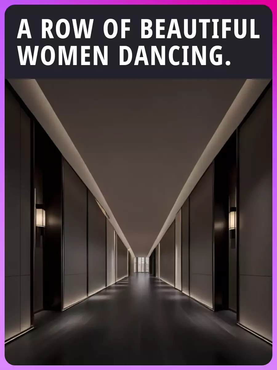 Uma fileira de belas mulheres dançando.