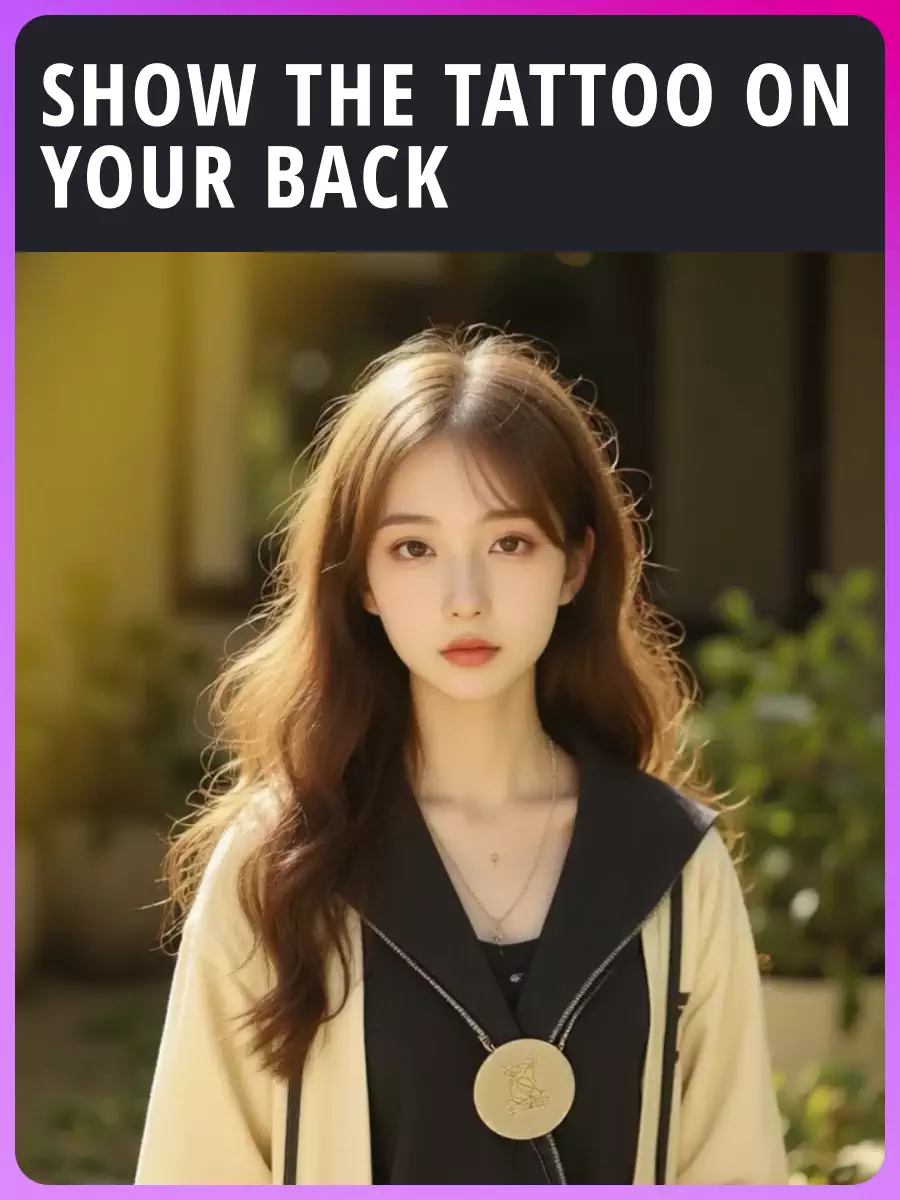 Zeige das Tattoo auf deinem Rücken