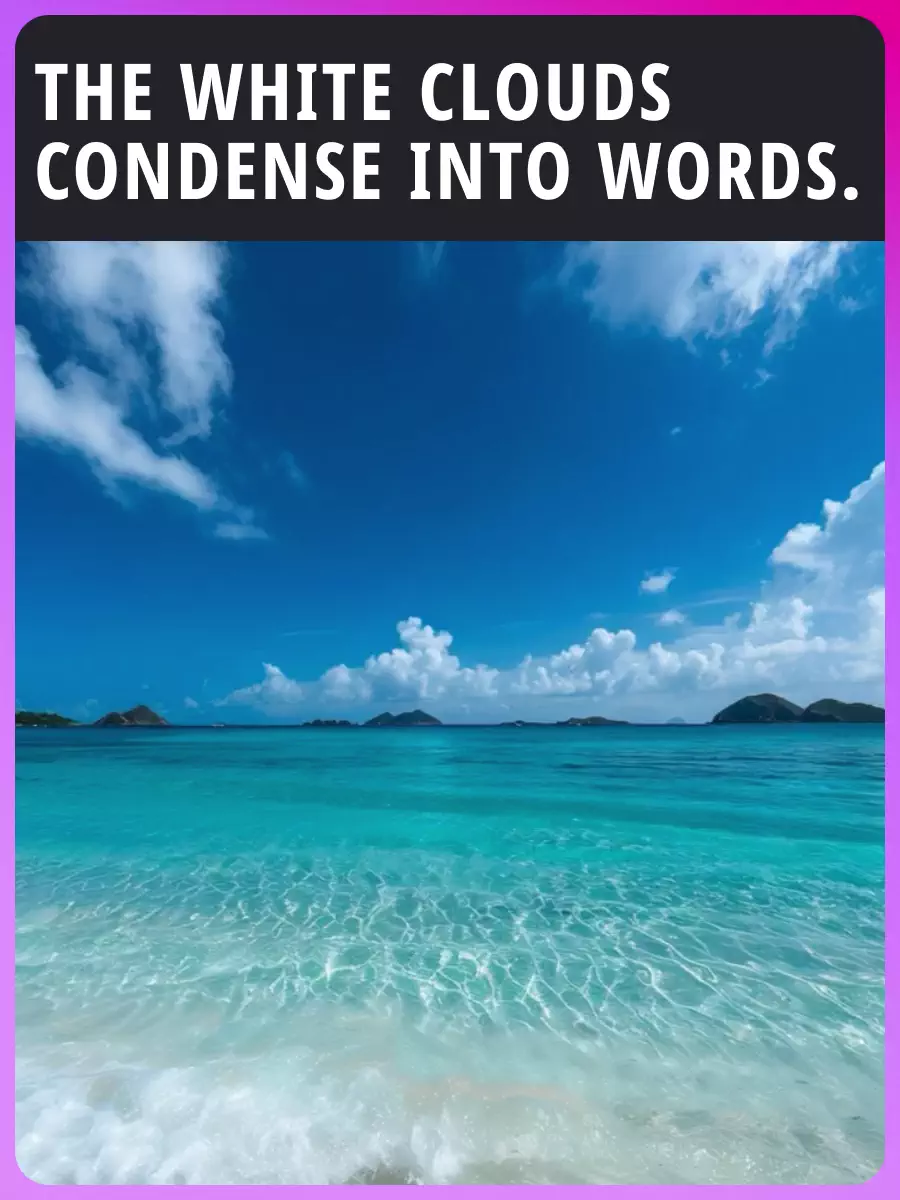 Beyaz bulutlar harflere yoğunlaşır.